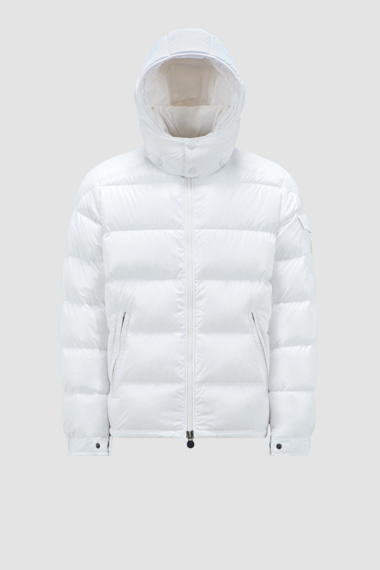 WHITE MONCLER MAYA SHORT DOWN JACKET