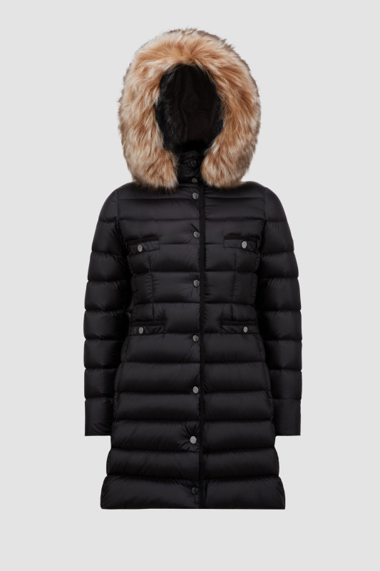 BLACK HIRMAFUR LONG DOWN JACKET