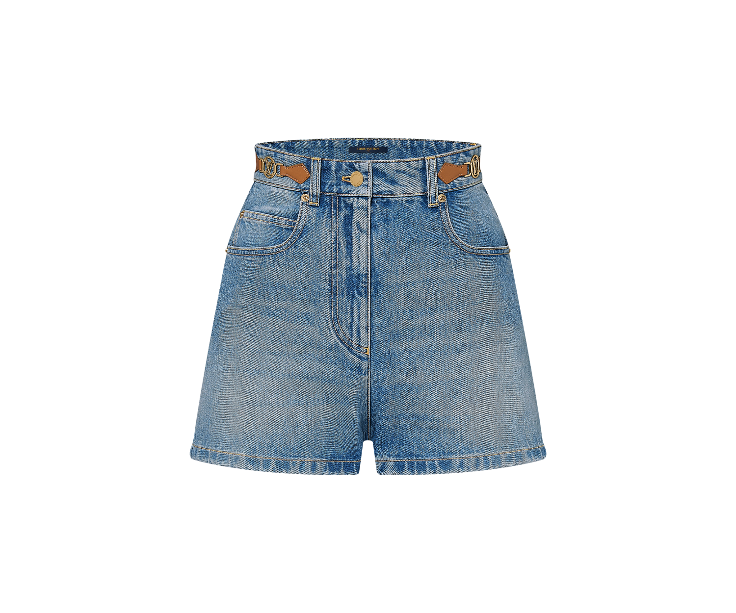 LV Circle Tab Denim Mini Shorts