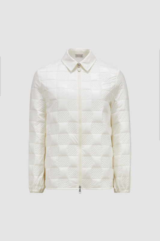 WHITE PADDED ZIP-UP SHIRT