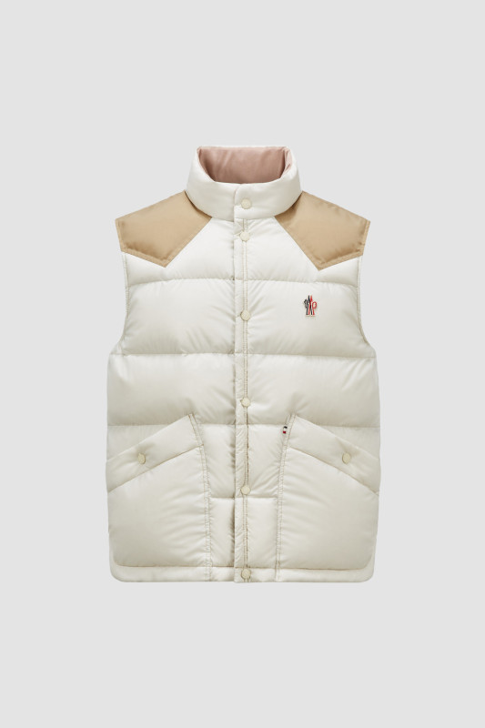 BEIGE & WHITE VENY DOWN VEST