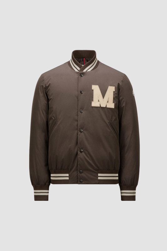 BROWN LATELTIN DOWN VARSITY JACKET