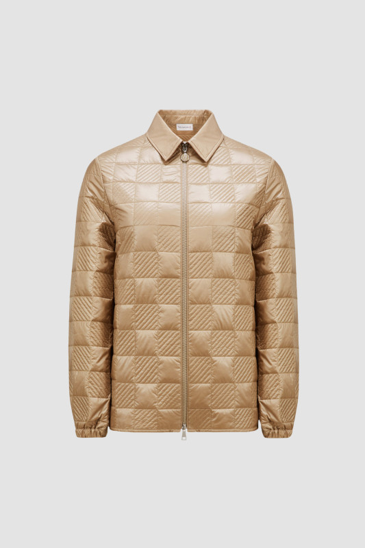 BEIGE PADDED ZIP-UP SHIRT