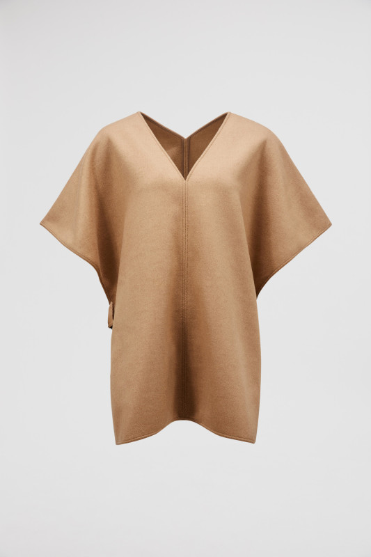 CAMEL BEIGE WOOL & NYLON CAPE