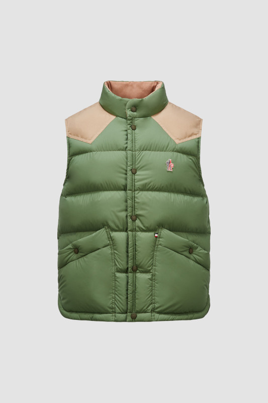 BEIGE & GREEN VENY DOWN VEST