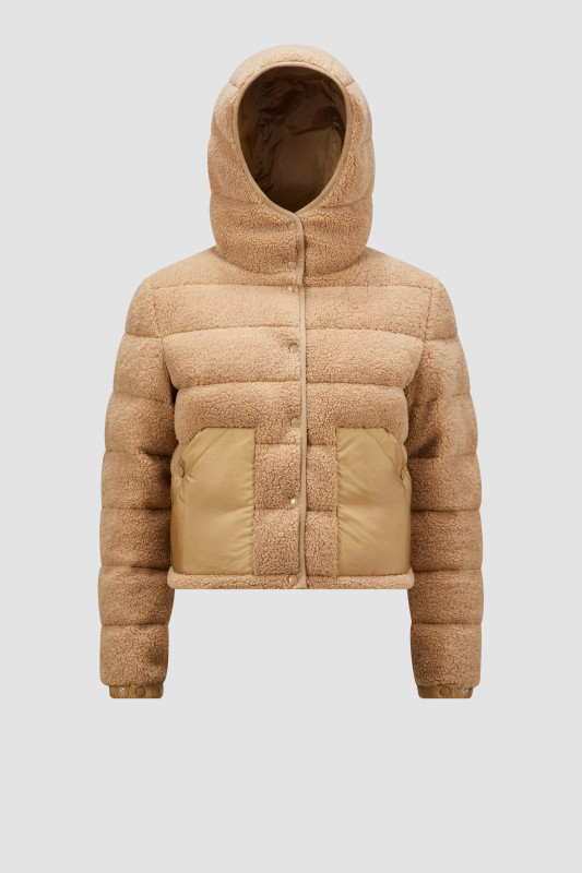 BEIGE AUDRIEU TEDDY SHORT DOWN JACKET