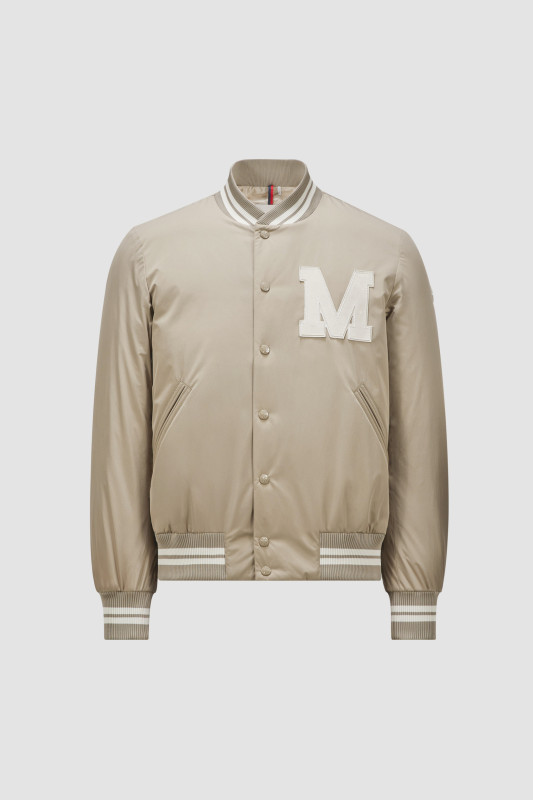 TAUPE LATELTIN DOWN VARSITY JACKET